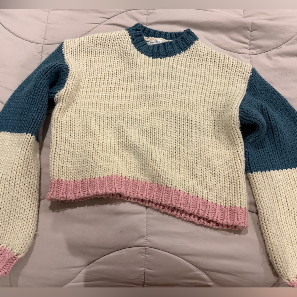 Altar'd State Cream, Blue, and Pink Sweater